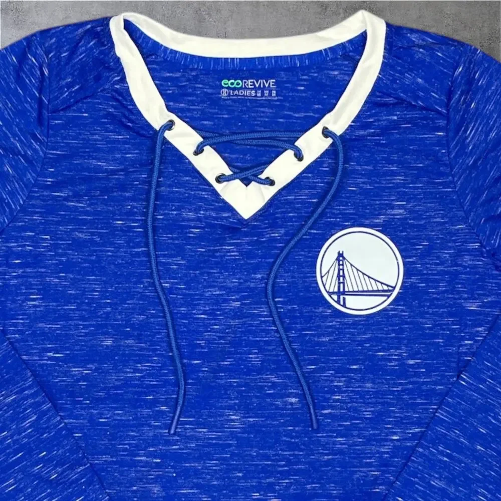 Golden State Warriors Shirt Blue White Lace-Up EcoRevive Ladies M